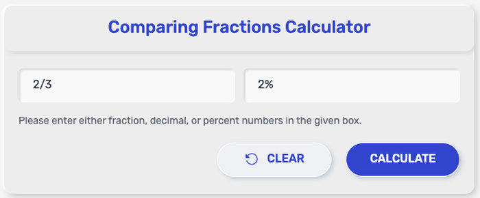 Comparing Fractions Calculator